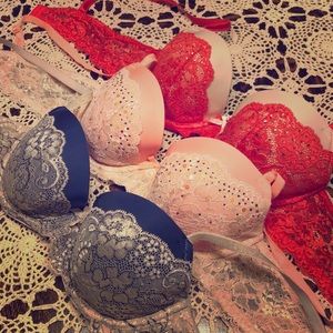 3 VS Dream Angels Lined Demi Bra Bundle